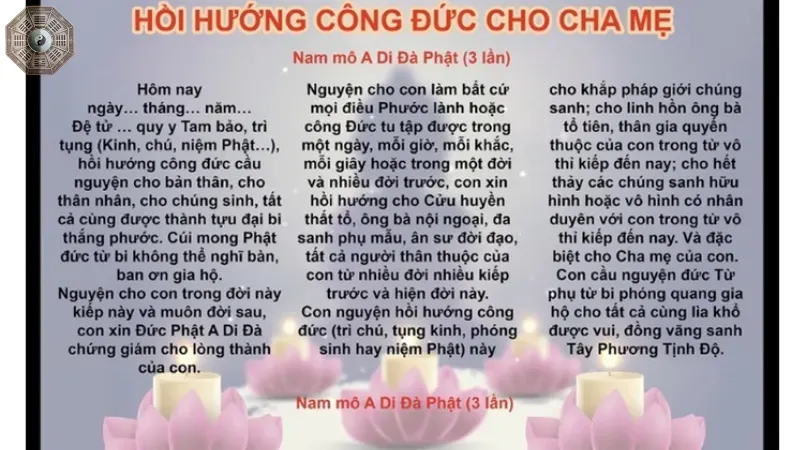 Cách hồi hướng công đức cho cha mẹ