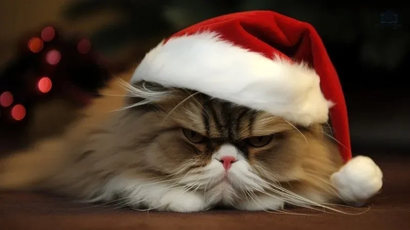 Ảnh mèo noel meme dễ thương khiến không khí Giáng Sinh thêm phần vui nhộn và ấm áp!