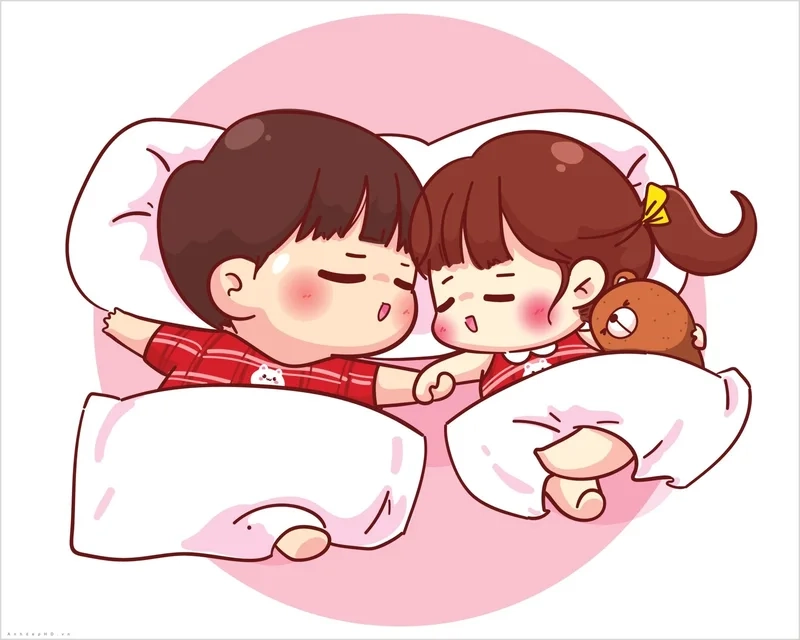 Sự lãng mạn trong ảnh cặp đôi anime chibi cute dễ thương