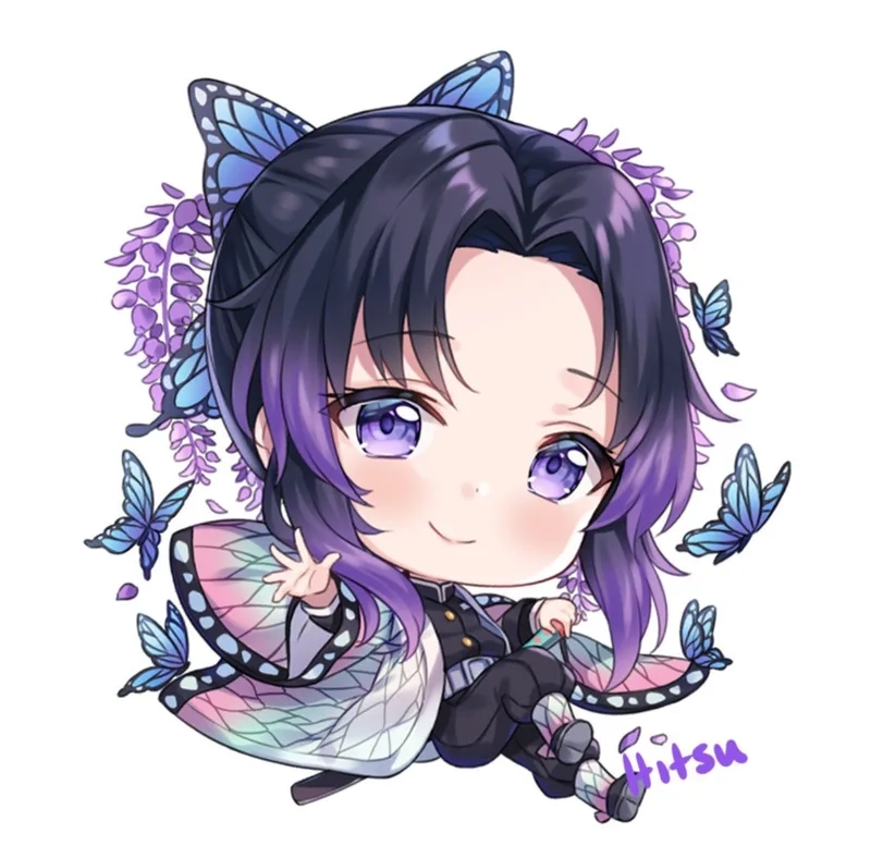 Shinobu chibi đáng yêu với phong cách anime ngọt ngào