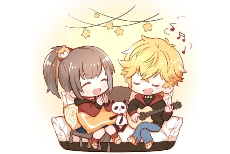 Tải ngay hình nền anime cặp đôi cute cho điện thoại
