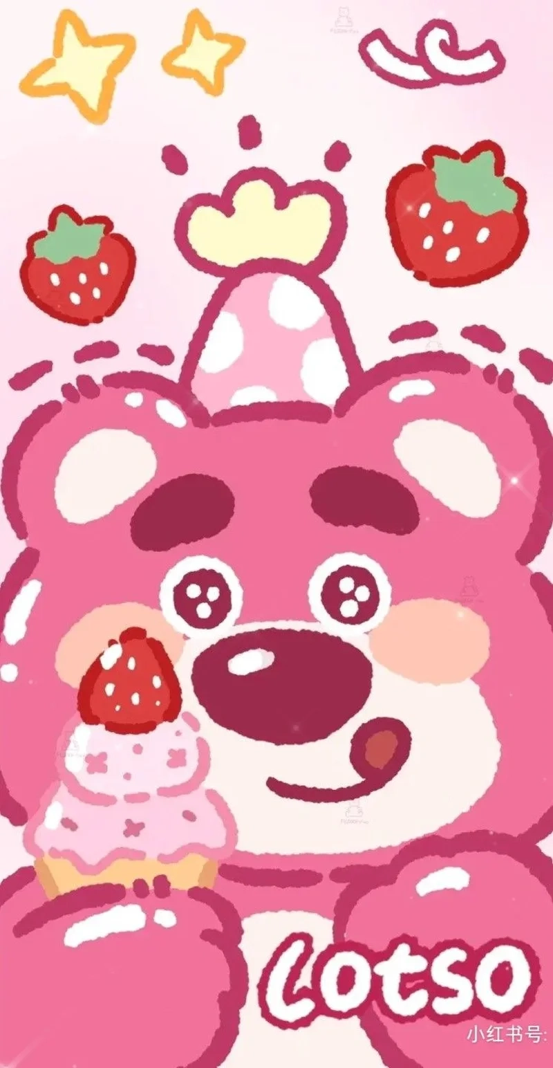 Trang trí màn hình với hình nền gấu dâu lotso cute cực xinh