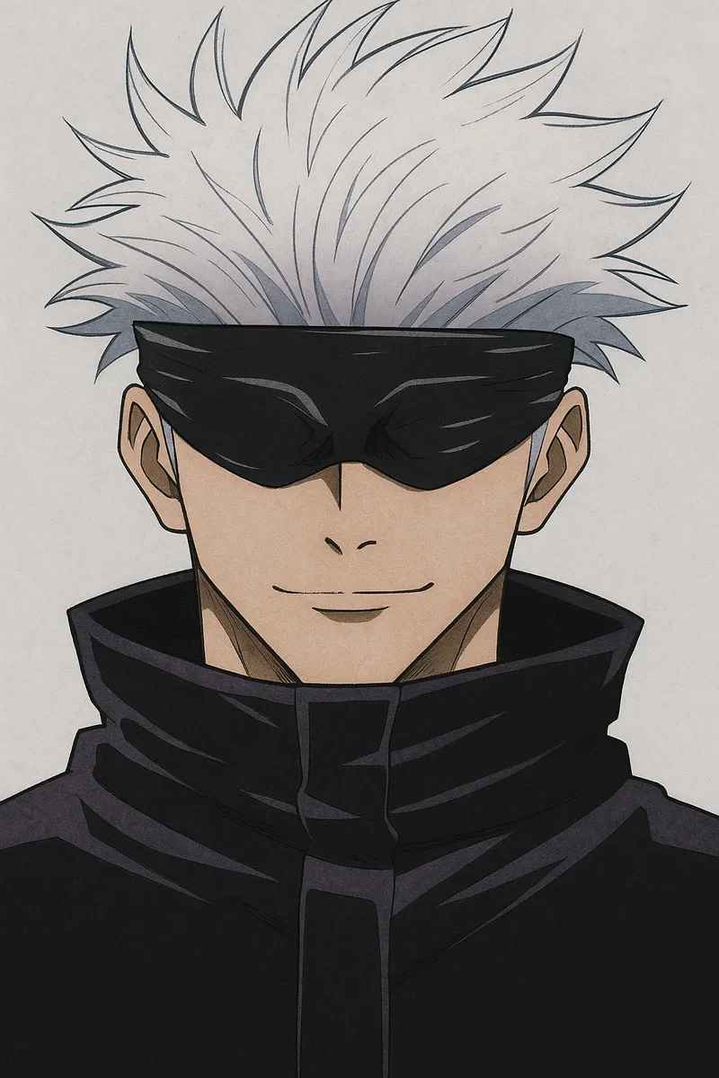 Ảnh Gojo Satoru manga đen trắng nét